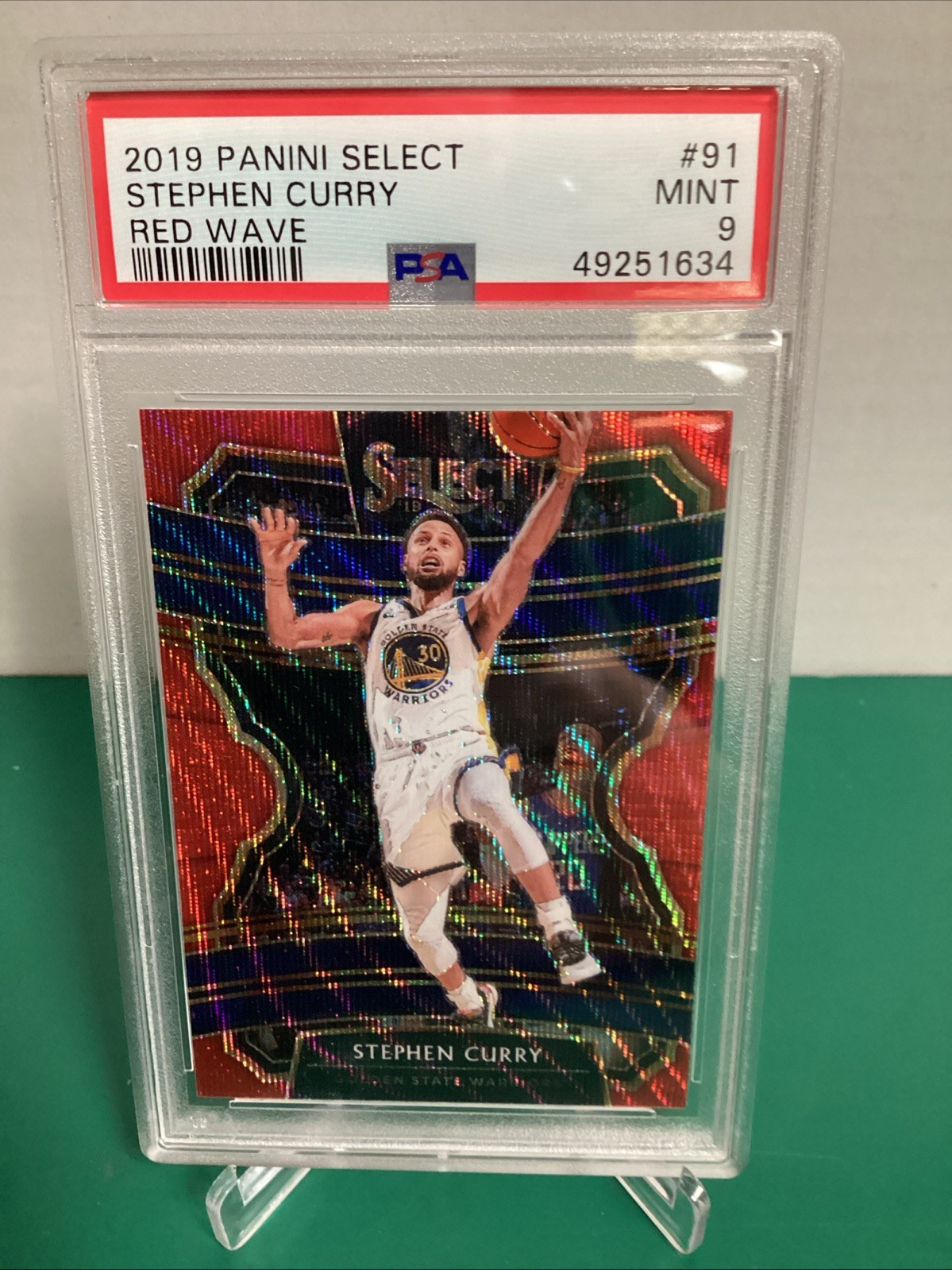 2019-20 Panini Select - Concourse Stephen Curry #91 Red Wave Prizm PSA 9