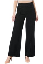 Nina Leonard Women's Pull-On Denim Wide Leg Pant Black