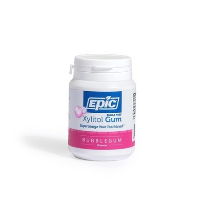 Epic Xylitol Gum Bubblegum 50 Pieces Sugar-Free Bottle 1 Pack