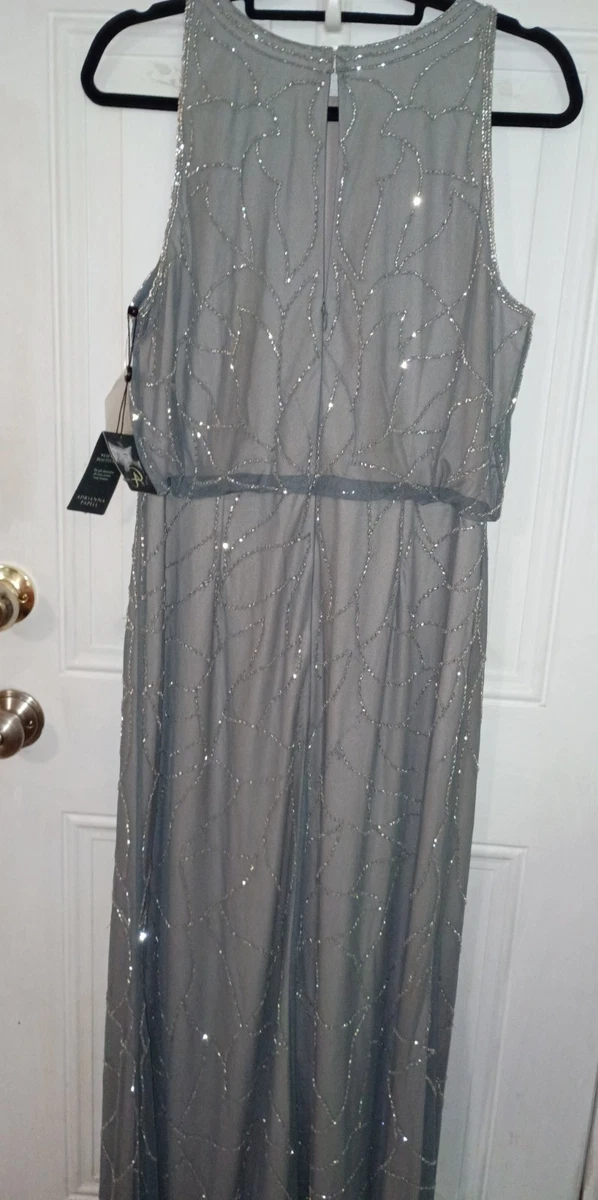 ebay grey dress Self portrait MAXI DRESS GREY RHINESTONE US 2 UK 6 $995