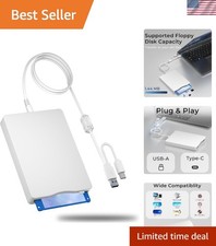 Durable Plug and Play 3.5'' USB Floppy Drive - Compatible with Windows Mac