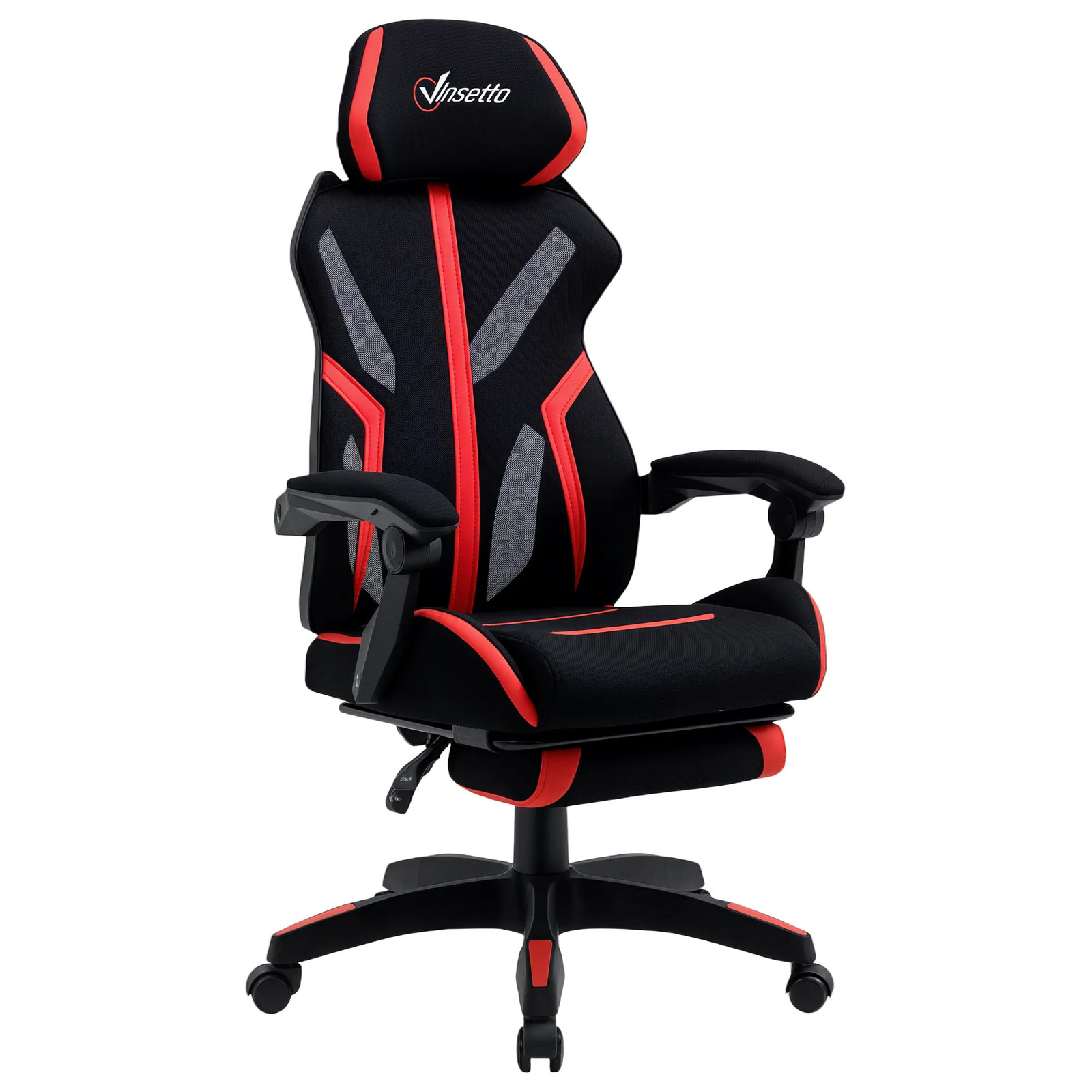 Red Block Computer Chair Racing Gaming Chair, Ergonomic Computer Chair with Footrest, Headrest ...