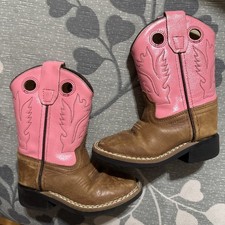 Old West Pink Girls Cowboy Boots BSI 1839 Size 6.0 - D Leather Upper
