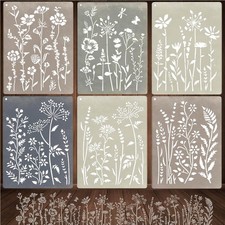 6-Piece Wildflower Stencil for Painting - Large Reusable Floral Design for DI...