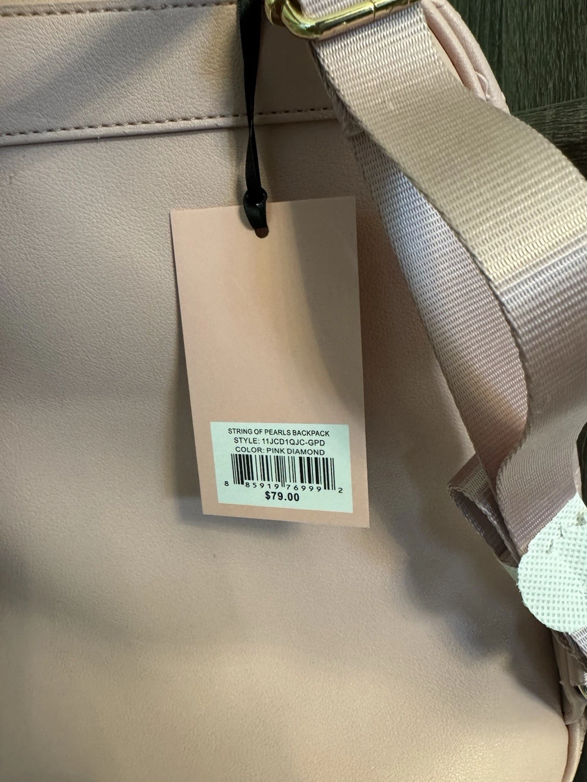 Zaino Juicy Couture rosa nuovo con etichetta con dettagli in perle e piccolo portamonete.