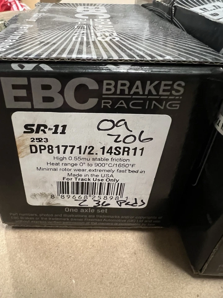 Juego de 4 pastillas de freno delanteras y traseras EBC SR11 06-13 Chevrolet Corvette Z06 Foto 4 de 4