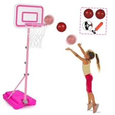 Toddler Basketball Hoop for Girls Pink Basketball Goals Adjustable Height 