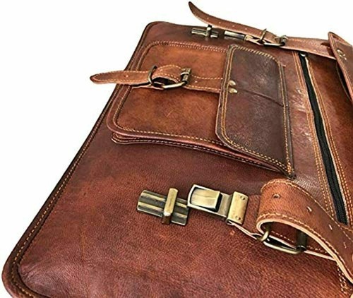 Leather Retro Hunter Laptop Messenger Office Briefcase College Bag for Men Women - Afbeelding 6 van 12