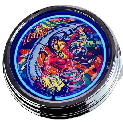 N-0577 Wanduhr Flipper Circus Voltaire Bally 1997 Uhr Neonuhr Küche Wohnzimmer 