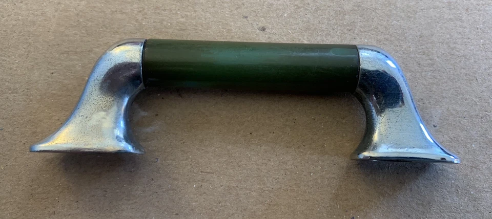 Puxador de gaveta antigo baquelite moderno meados do século cromado art déco 2 1/2”centros - Imagem 3 de 4