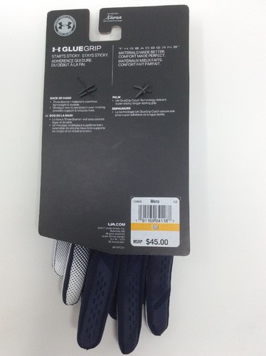 UNDER ARMOUR UA SPOTLIGHT Football Gloves Glue Grip Sticky Threadbone Small SM - Picture 2 of 5