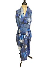 ASOS Printed Drape Front Midi Pencil Dress Blue Floral Women’s size 8 RARE SEXY