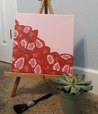 Original Aesthetic Strawberry Painting, 1' x 1' canvas