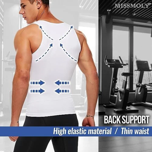 Mens sculpting Body Shaper Underwear Corset Compression Vest Singlet Dad Bod AU - Bild 8 von 38