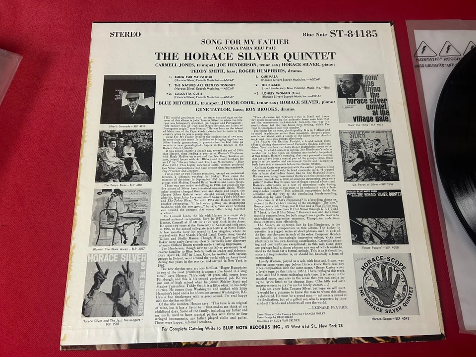 The Horace Silver Quintet – Song for My Father = Cantiga Para Meu Pai - VG+ - Image 3 of 4