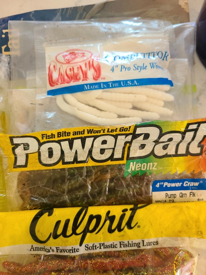 5 señuelos de gusanos vintage Power Bait Culprit Casey's de 4"  Foto 2 de 2