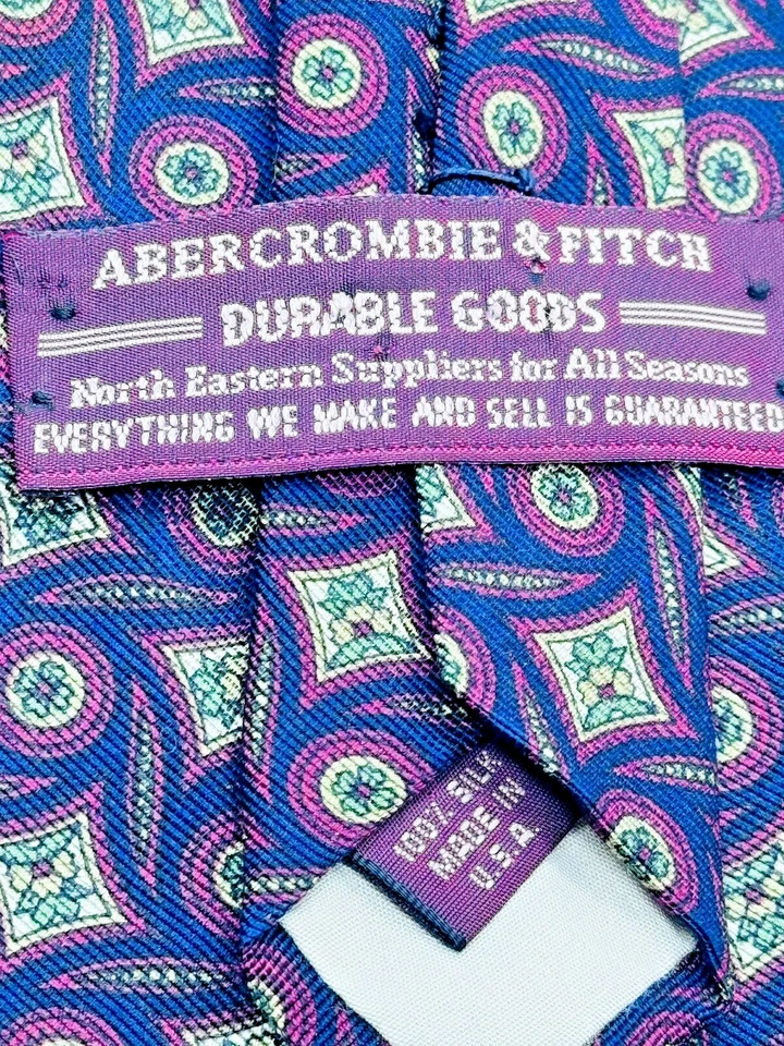 Corbata Abercrombie & Fitch Durable Goods De Colección Seda Diamantes Rojo Azul 57"L 4"W Foto 3 de 4