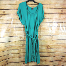 Merona Size 3 Green Scoop Neck Dress w/ Belt Flutter Sleeves