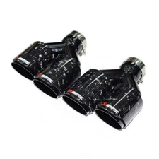 L+R Akrapovic Forge Carbon Fiber Black Exhaust Tip Dual Pipe  OD:76/89/101mm