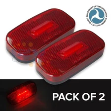 2PCS 12V 3.9" Red LED Side Marker Lights Clearance IP55 Trailer RV Truck Lorry