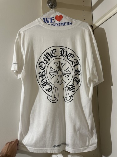 Chrome Hearts schwarzes T-Shirt Größe Large weißes Logo 100 % authentisch!!