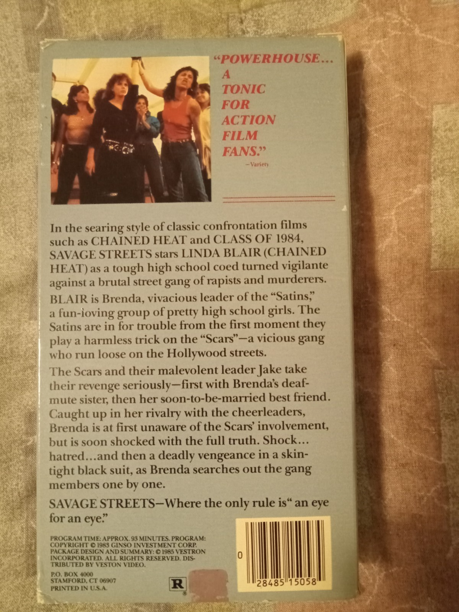 Savage Streets VHS Great Condition! Rare! Video Cassette! Cult
