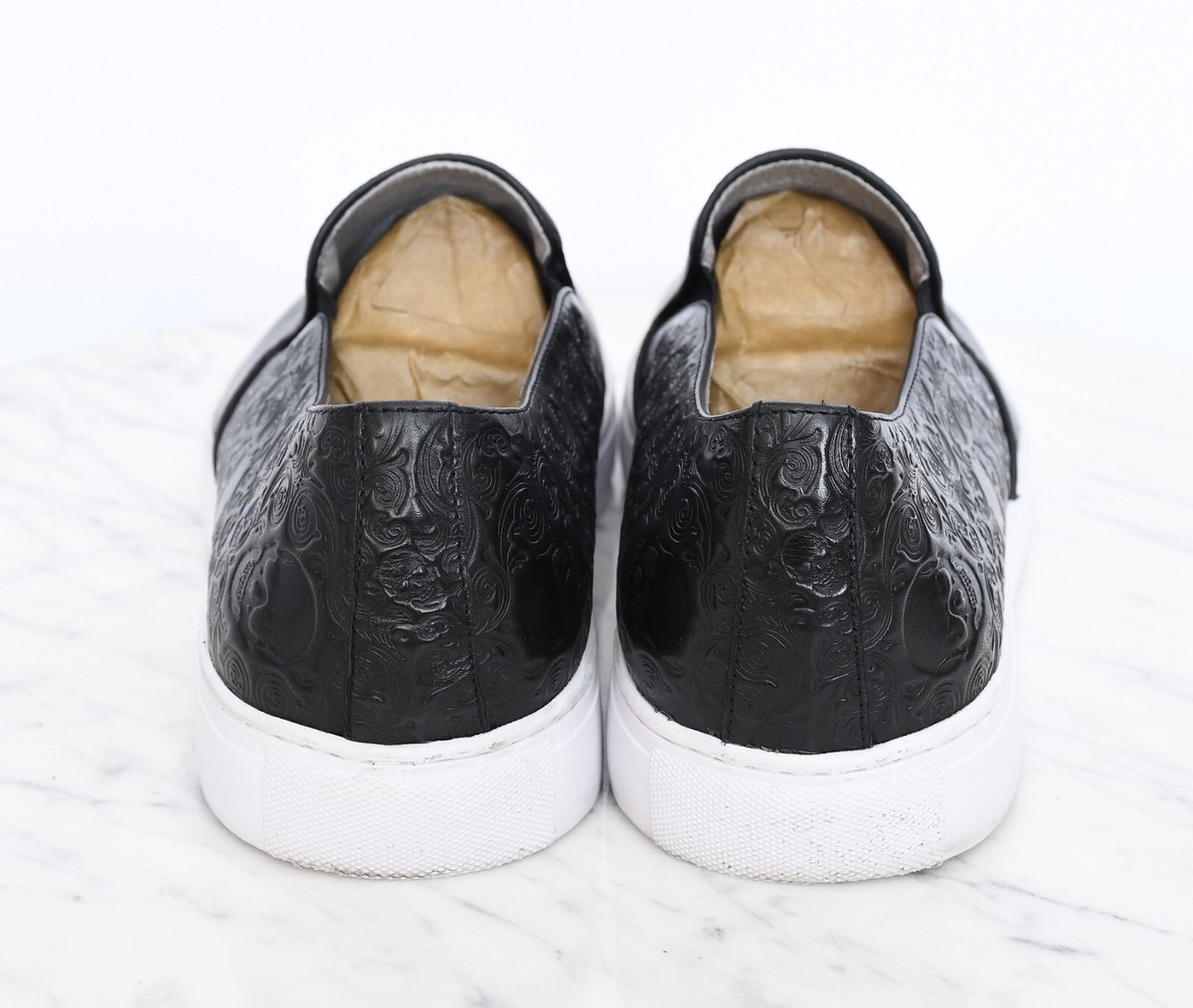 Robert Graham Men’s Calvert Skull Slip-On Sneakers Robert Graham Calvert RG5313S Mens Black Leather Lifestyle  main image 3