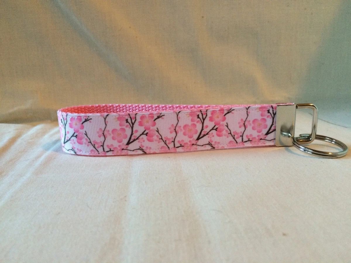 Cherry Blossom Trees Pink Key Fob Wristlet Key Chain 1