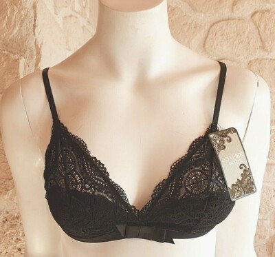 Soutien-gorge Push-up Esther Queen Beverly - Taille 90C (équiv. 75C FR), Noir Pois Fuchsia, Neuf Avec étiquettes