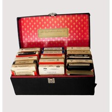 8 Track Carrying Case Black 15 Tapes Tom Jones Isaac Hayes Elvis Styx Untested