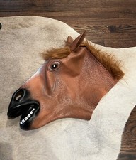Halloween Horse Head Latex Cosplay Mask Adult Size