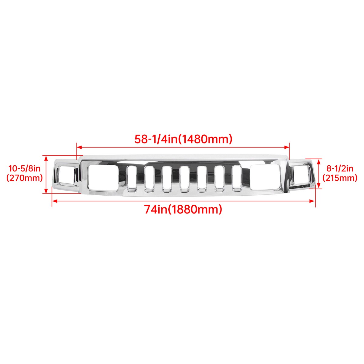 Front Grille Chrome ABS Bumper Grill Fits 2006-2010 Hummer H3 2007 