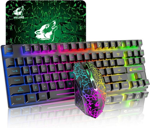 Kabellose Gaming-Tastatur, Maus und Matte, Regenbogen-LED-Hintergrundbeleuchtung - Bild 14 von 15