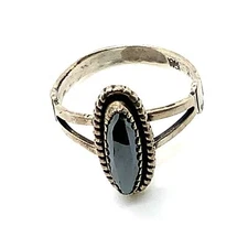 Vtg Signed Wheeler Manufacturing Co Sterling Silver Hematite Stone Ring sz 5 1/2