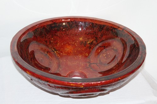 Fregadero de cerámica de arte moderno fregadero de cocina interior acristalado diseños de color rojo - Imagen 2 de 12