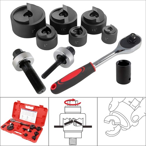 Manual Ratchet Knockout Hole Punch Driver Kit Electric Conduit Hole Cutter CC-60 - Picture 2 of 12