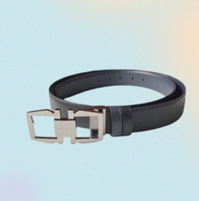 Ferragamo Reversible belt Black/blue 120cm Geometric silver buckle