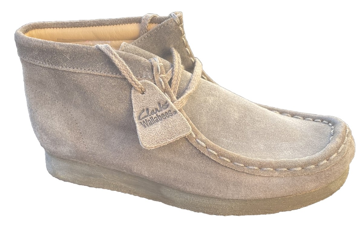 Clarks Kids Chukka Wallabee Boots Shoes Taupe Distress Suede