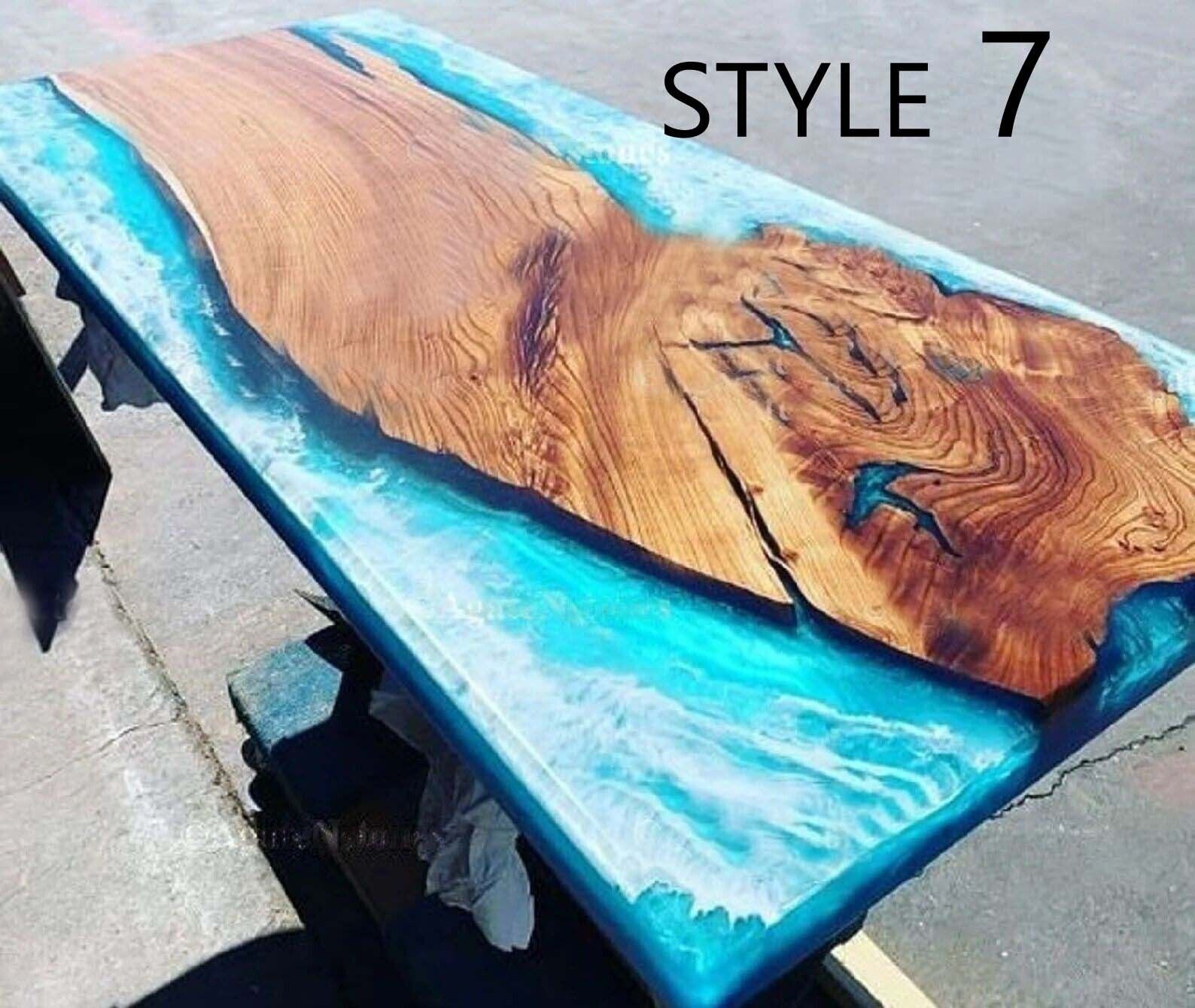 Ocean Epoxy Resin Handmade Center Dining Table Acacia Wood Epoxy ...