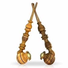 2pcs Churchwarden Smoking Pipes Cherry Walnut Wood Long Tobacco Pipe HAND-CARVED