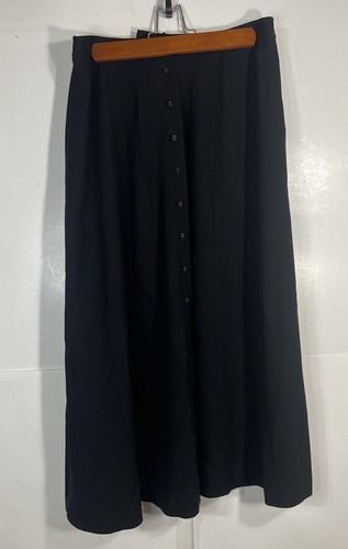 JONES NEW YORK Womens 71% Triacetate Paneled Button Front Full Skirt Black Sz 10
