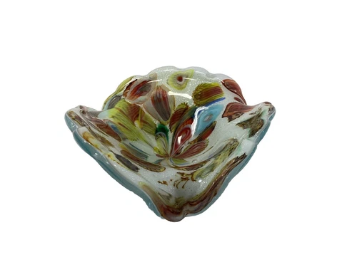 Vintage Murano Wavy Glass Tutti Frutti Bowl Trinket 5”