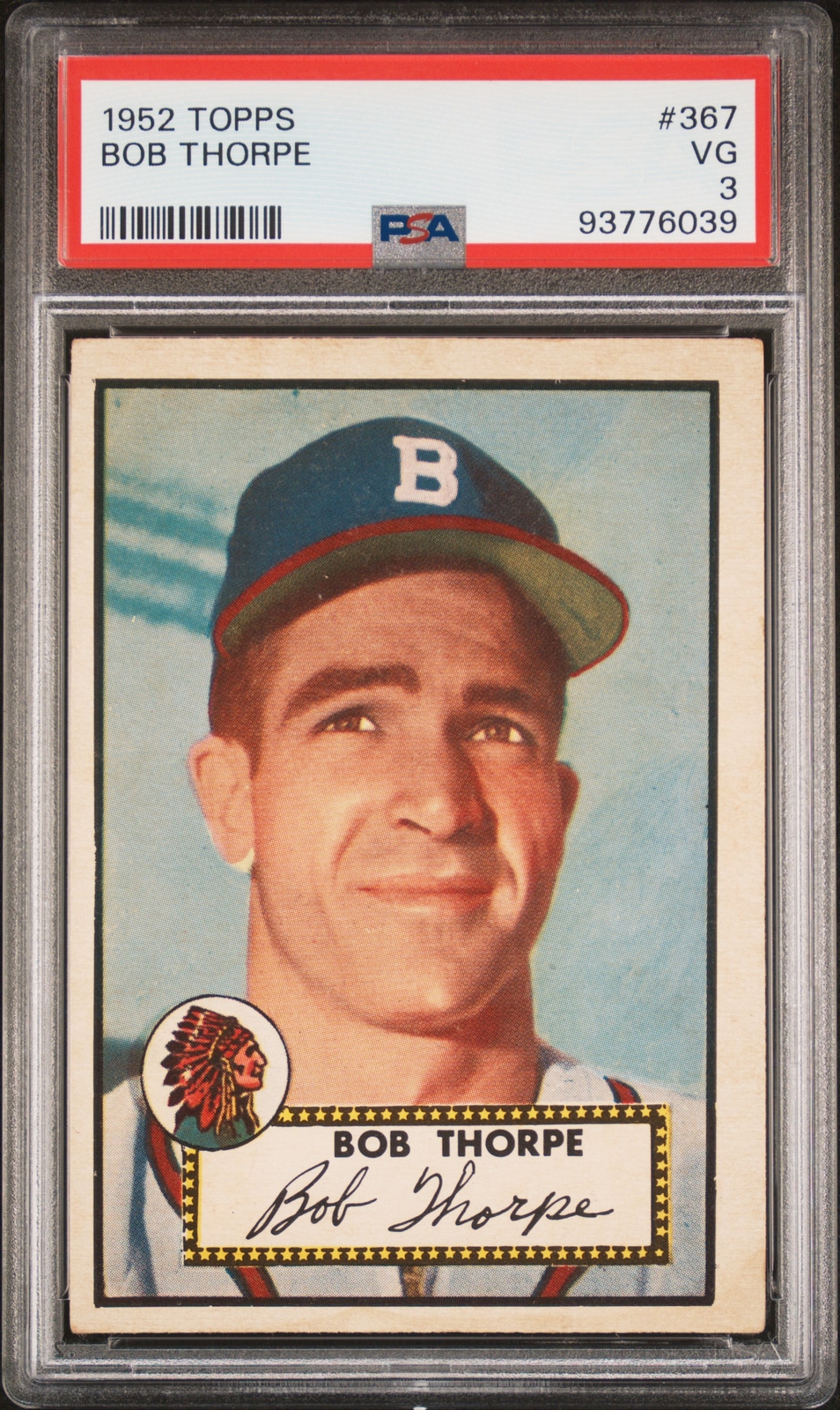Bob Thorpe 1952 Topps #367 Rookie High Number PSA 3