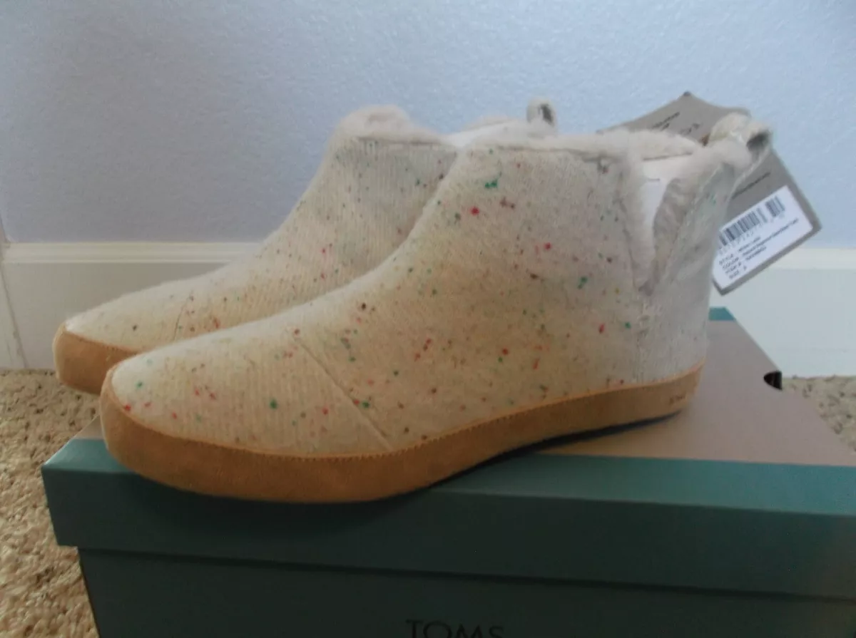 NEW TOMS LOLA NATURAL REPREVE WOMEN S SLIPPERS SIZE 9 SPECKLED TWILL