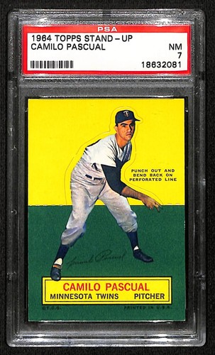 1964 Topps Stand Up Baseball Card Camilo Pascual Minnesota Twins PSA 7 NM 7581