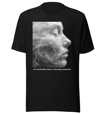 AI humor Shirt- clever awesome funny - All Sizes Unisex - Black Tee