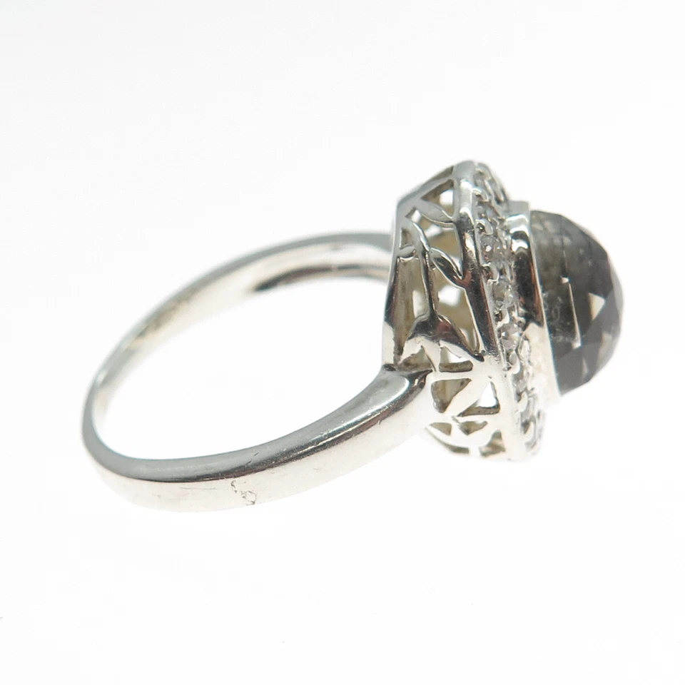 Anillo de plata de ley 925 doblete real de iolita y corte redondo C Z talla 8,25 Foto 4 de 4