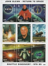 JOHN GLENN ASTRONAUT RETURN TO SPACE 1998 MNH STAMP SHEETLET