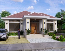 38x59 Feet House Design Plan 11.5x16 Meter 3 Beds 2 Bath Hip Roof (A4 Hard Copy)