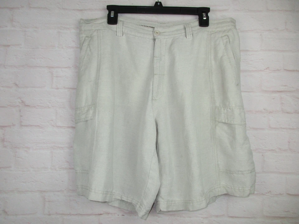 Pantalones Cortos Cubavera Hombre Talla 38 Caqui Mezcla Lino Foto 2 de 4